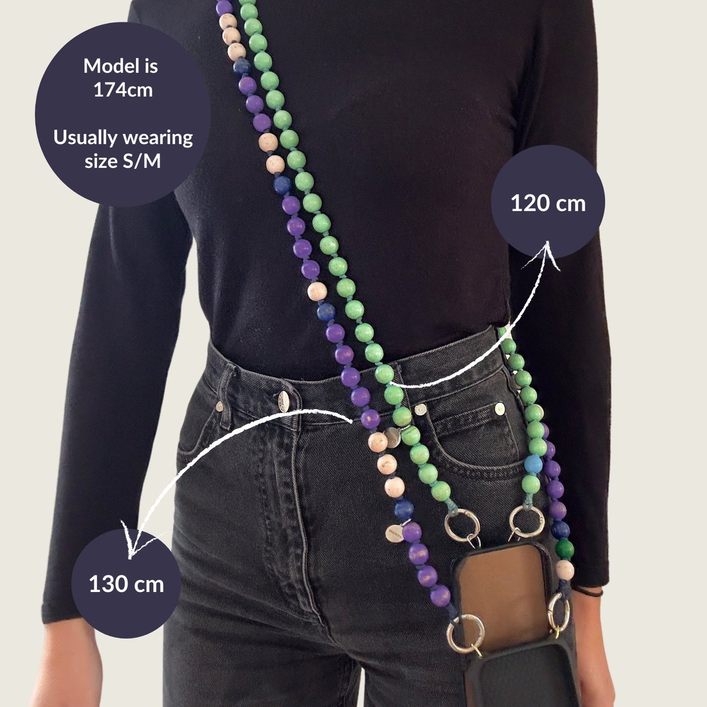 wooden beads cellphone chain