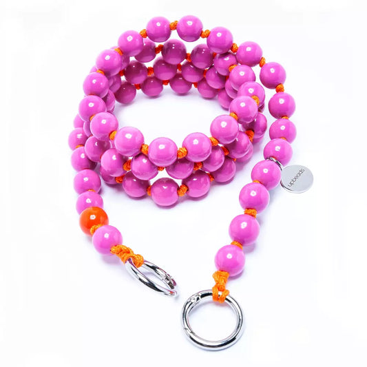 Love Liebe upbeads midi crossbody kids holzperlenkette wooden beads chain cellphone chain keychain rosa pink orange handmade made in germany