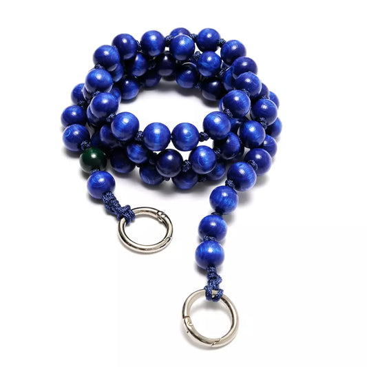 upbeads midi ocean crossbody kids holzperlenkette wooden beads chain cellphone chain keychain blue blau dunkelblau dark handmade made in germany