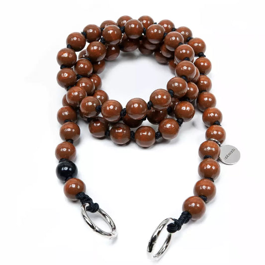 upbeads midi mocca crossbody kids holzperlenkette wooden beads chain cellphone chain keychain braun brown black schwarz handmade made in germany