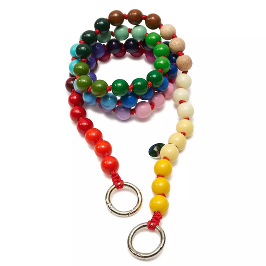 upbeads Rainbow Schlüsselkette keyholder Handykette Holzperlenkette Holzperlen cellphone chain keychain wooden bead chain crossbody