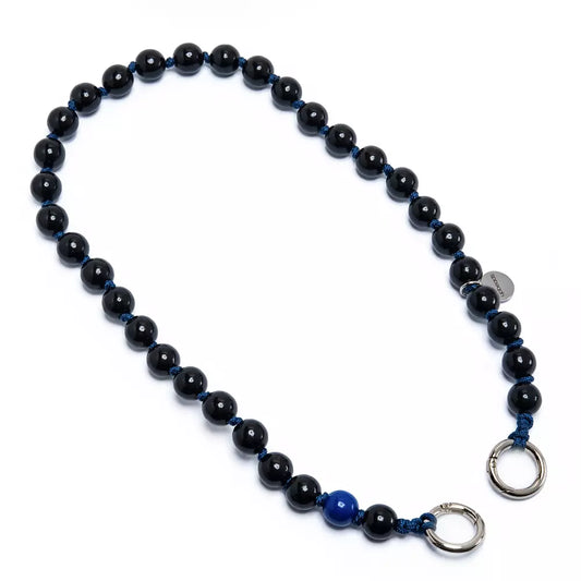 MIDNIGHT SHORTIE cell phone chain SHORTIE UPBEADS 60cm sustainable bead chain handmade in germany natural colors black and blue