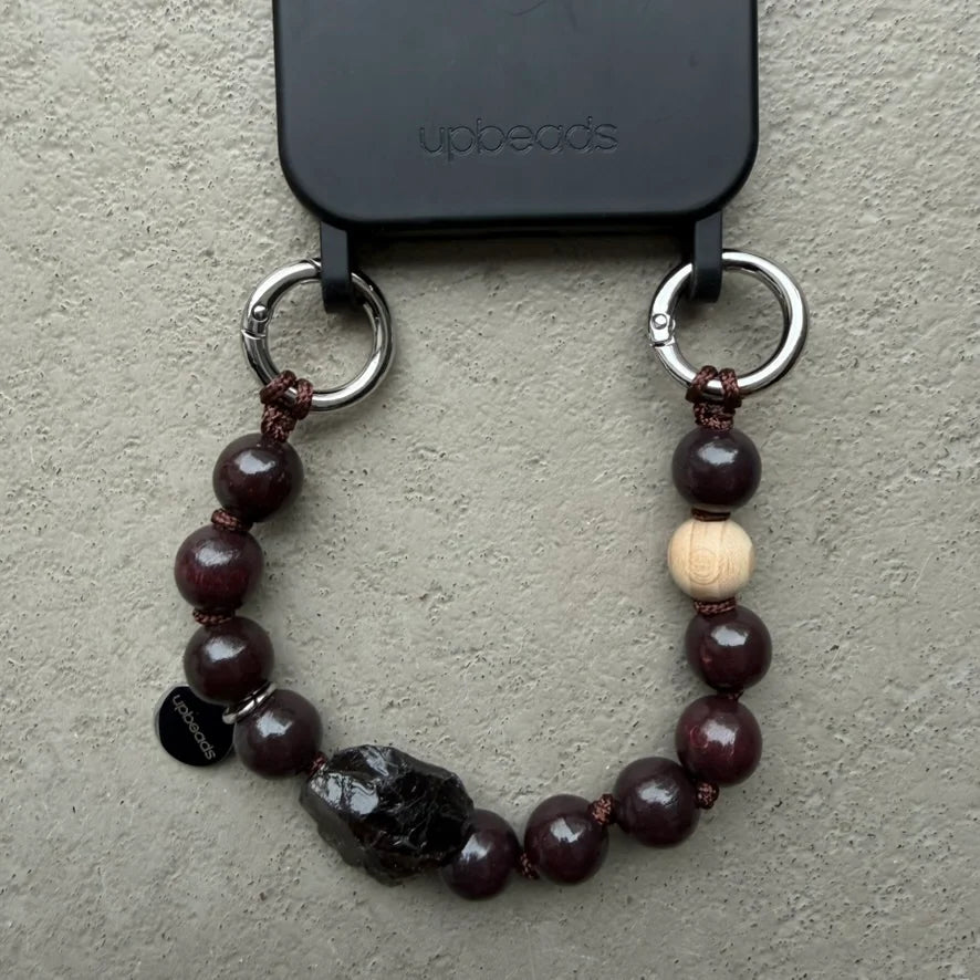 upbeads and larissa giers on this smokey chocolate quarz mini chain for your cellphone with rings