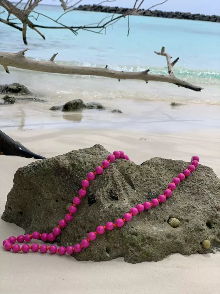 LOVE cell phone chain CROSSBODY UPBEADS spotted at Maldives beach handmade phone and key chain from Germany 120cm pink rose orange