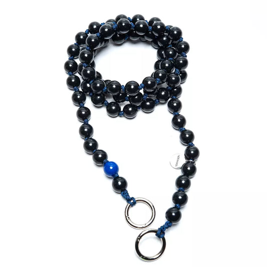 upbeads midi midnight crossbody kids holzperlenkette wooden beads chain cellphone chain keychain schwarz black blue dark blau dunkel nacht mitternachthandmade made in germany