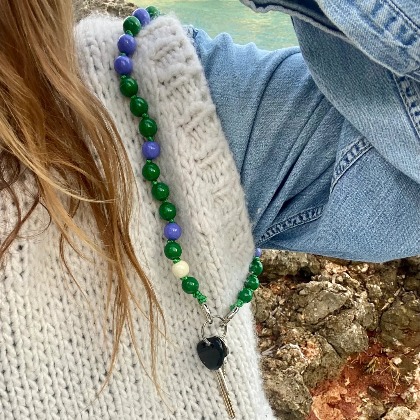 very perry shortie as keychain upbeads lilac and green combination