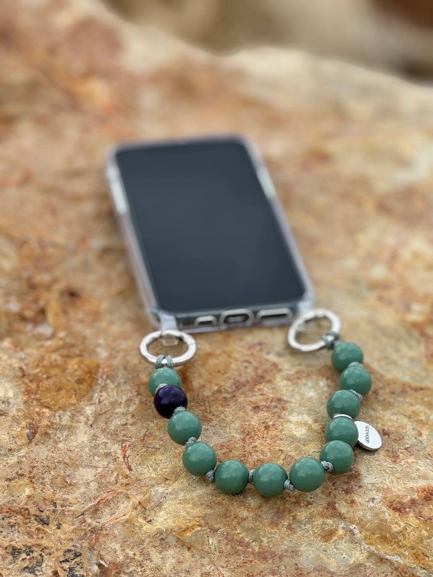 upbeads sage mini green upbeads cellphone keychain click in