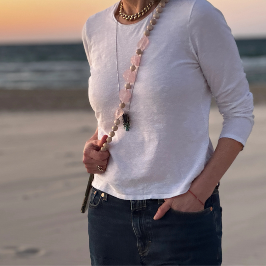 SOULBEADS ROSE WOOD QUARZ cell phone chain