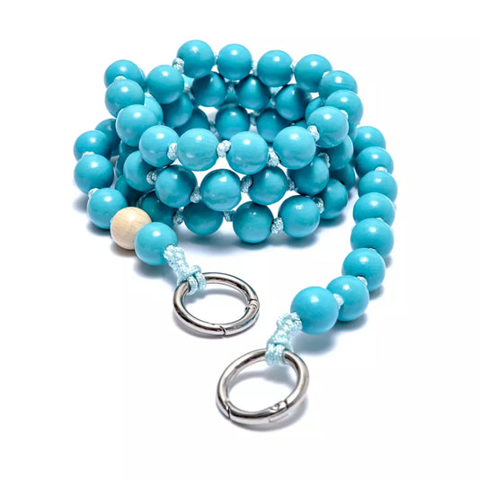 upbeads midi bahamas crossbody kids holzperlenkette wooden beads chain cellphone chain keychain blau türkis blue himmelblau handmade made in germany