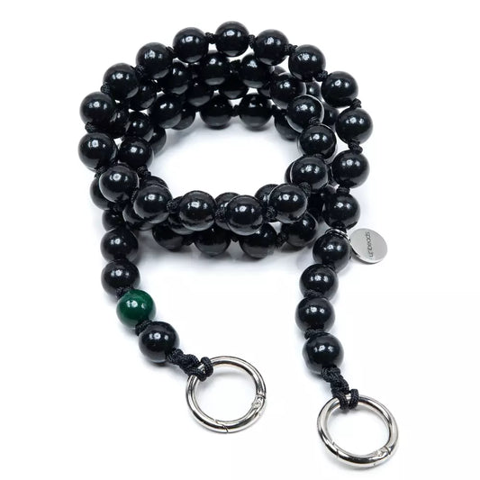 nightshift upbeads midi crossbody kids holzperlenkette wooden beads chain cellphone chain keychain schwarz dunkel black grün nacht handmade made in germany