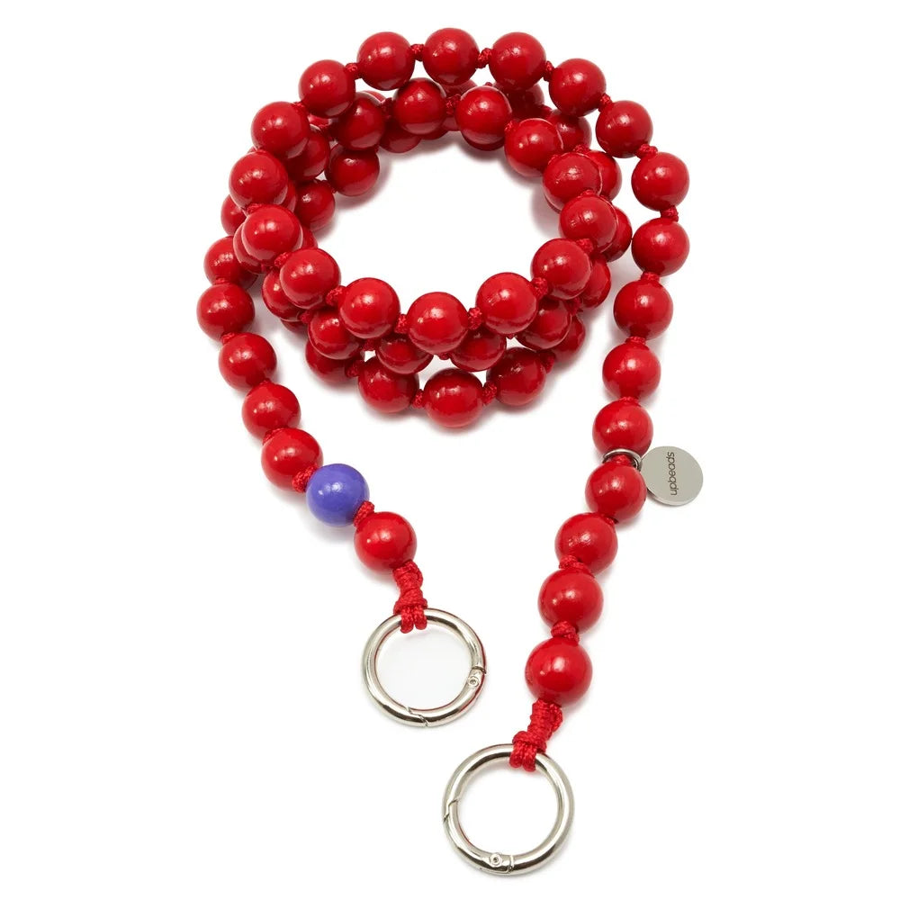 upbeads simply red rot perlen holzperlen beads holzkugel handykette schlüsselkette schlüsselkordel schlüsselband upbeats crossbody