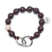 Load image into Gallery viewer, upbeads Espresso Mini Schlüsselkette keyholder Holzkugel Holzperlenkette Holzperlen cellphone chain keychain wooden bead chain