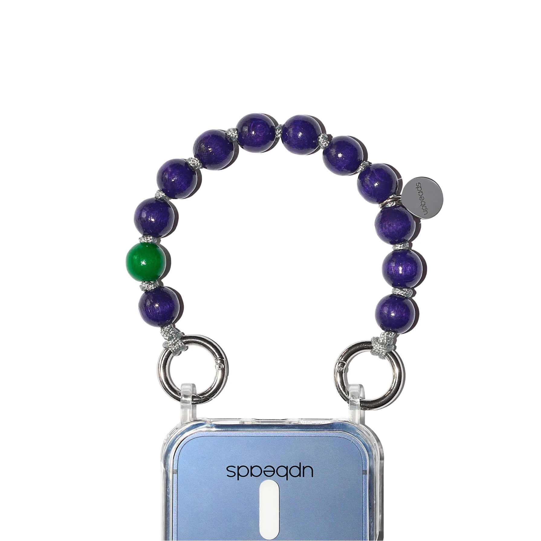 plum mini as cellphone chain on white background