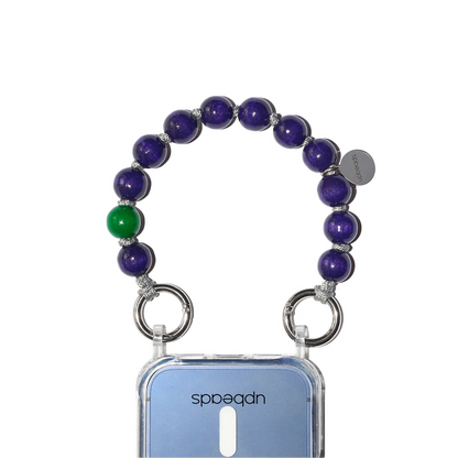 plum mini as cellphone chain on white background