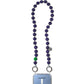 upbeads shortie Plum dunkellila Holzperlen, graues Band und grüner Signatur Holzperle als Handykette
