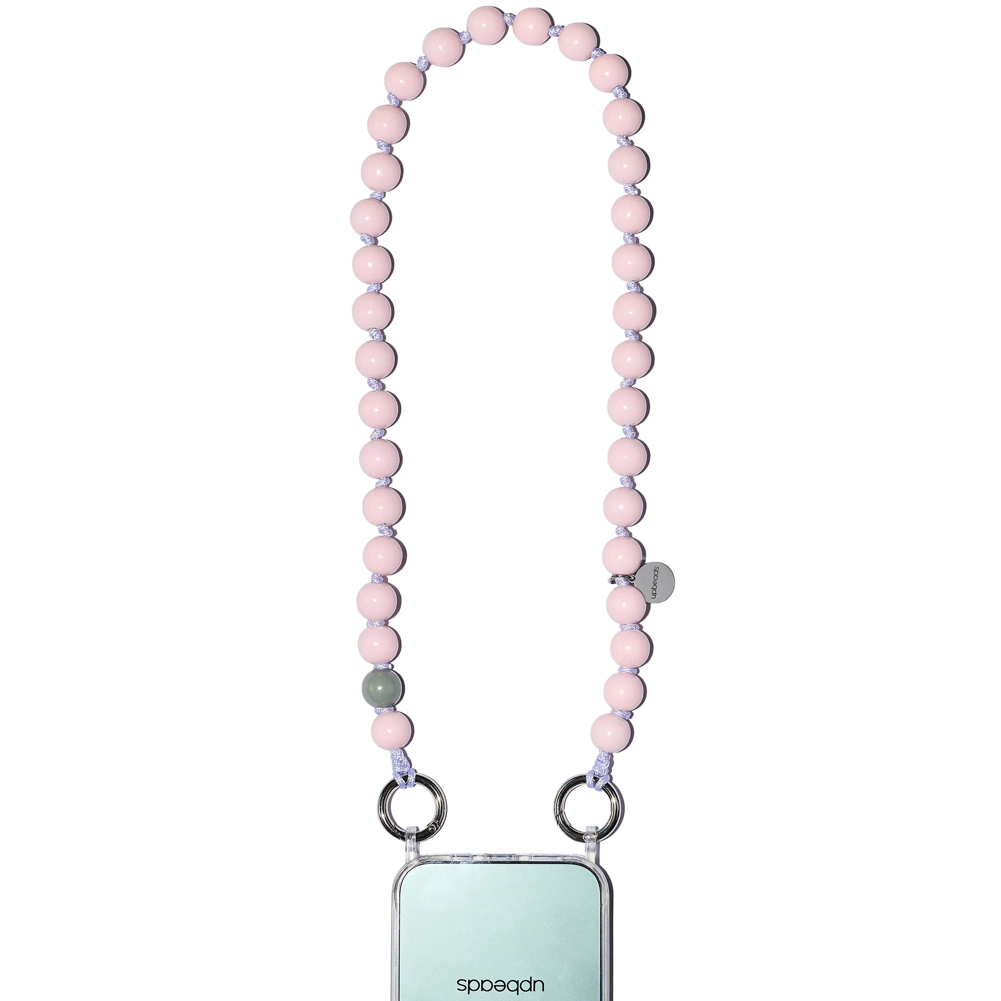 blush upbeads pastel pink as cellphone chain