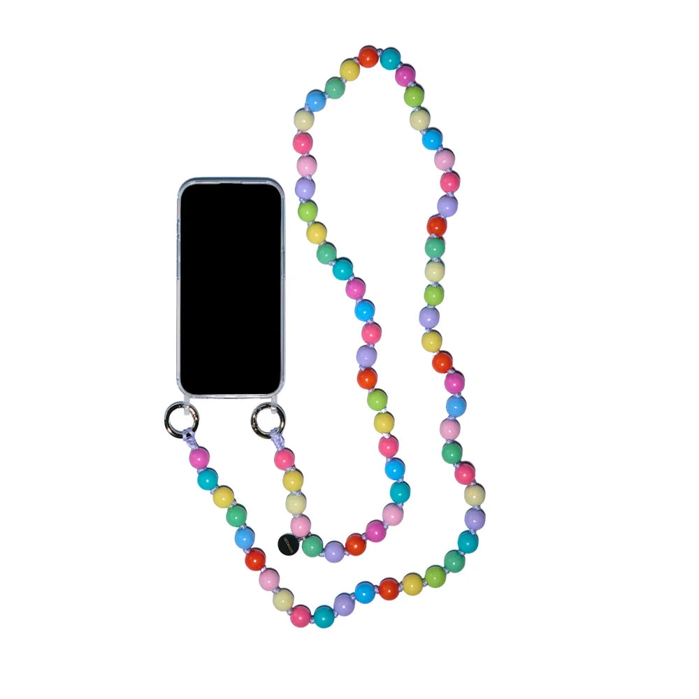 confetti crossbody cellphone chain attached to cellphone case with rings