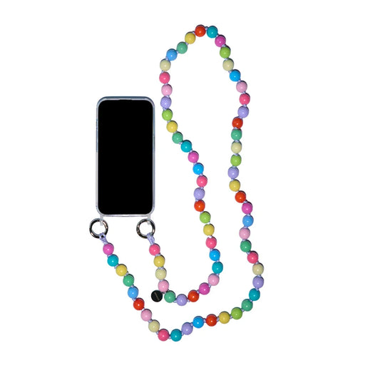 confetti crossbody cellphone chain attached to cellphone case with rings
