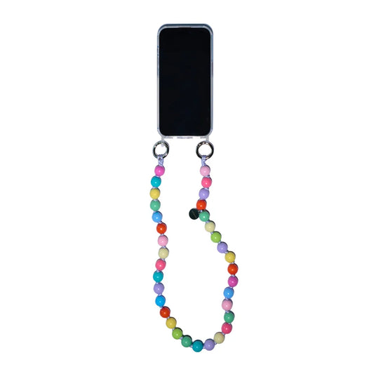 product picture confetti shortie attached to the upbeads cellphone case with rings 60cm long colorful wooden bead chain