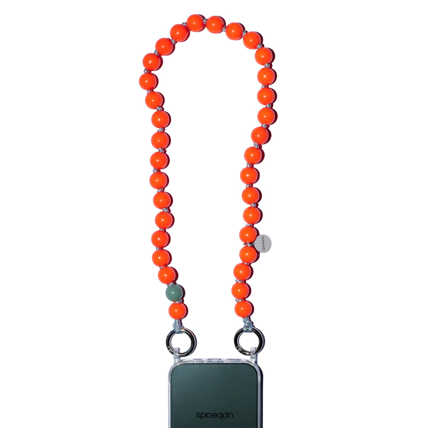 upbeads foxy shortie attached to cellphone case with eyelets