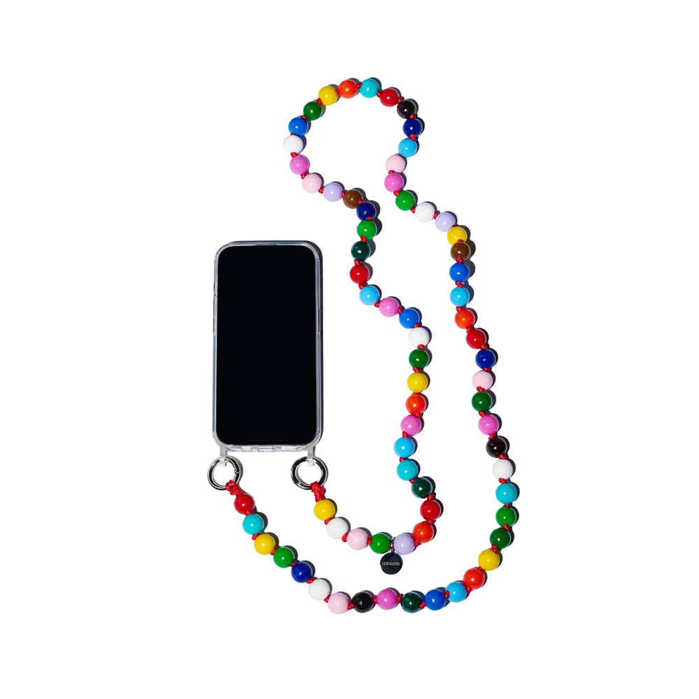 happy cellphone chain product picture attached to an upbeads case transparent