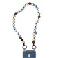 Beaded phone lanyard with a clear pouch featuring upbeads Vanilla Bean Shortie on a white background