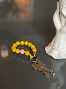 upbeads mini key chain design handmade chain with wooden beads
