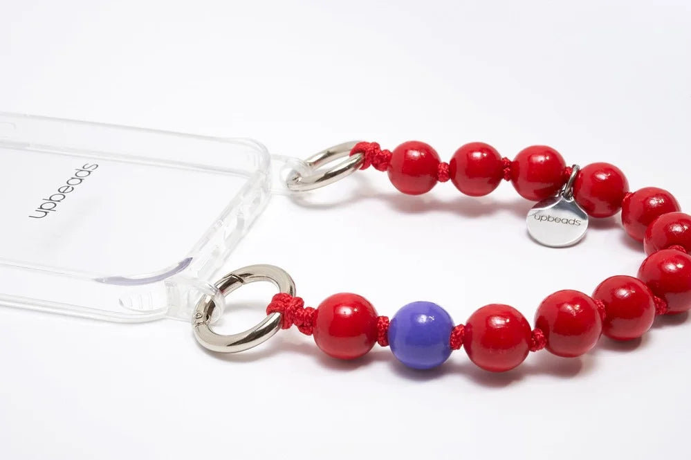 upbeads simply red rot perlen holzperlen beads holzkugel handykette schlüsselkette schlüsselkordel schlüsselband upbeats Mini