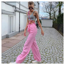 Load image into Gallery viewer, LOVE cell phone chain CROSSBODY UPBEADS worn by influencer in pink handmade wooden bead chain from Germany perfect summer accessory