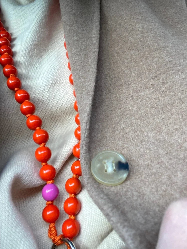 upbeads upbiz tapuz orange crossbody Handykette Holzperlenkette Holzperlen cellphone chain keychain wooden bead chain