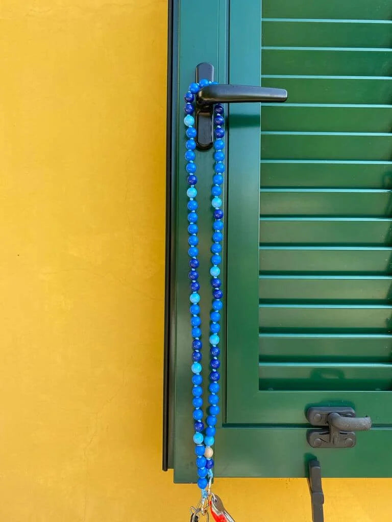 AQUA cell phone chain CROSSBODY UPBEADS