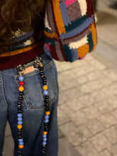 Load image into Gallery viewer, FOOFI cell phone chain CROSSBODY UPBEADS worn in jeans pocket dangling down colourful accessory
