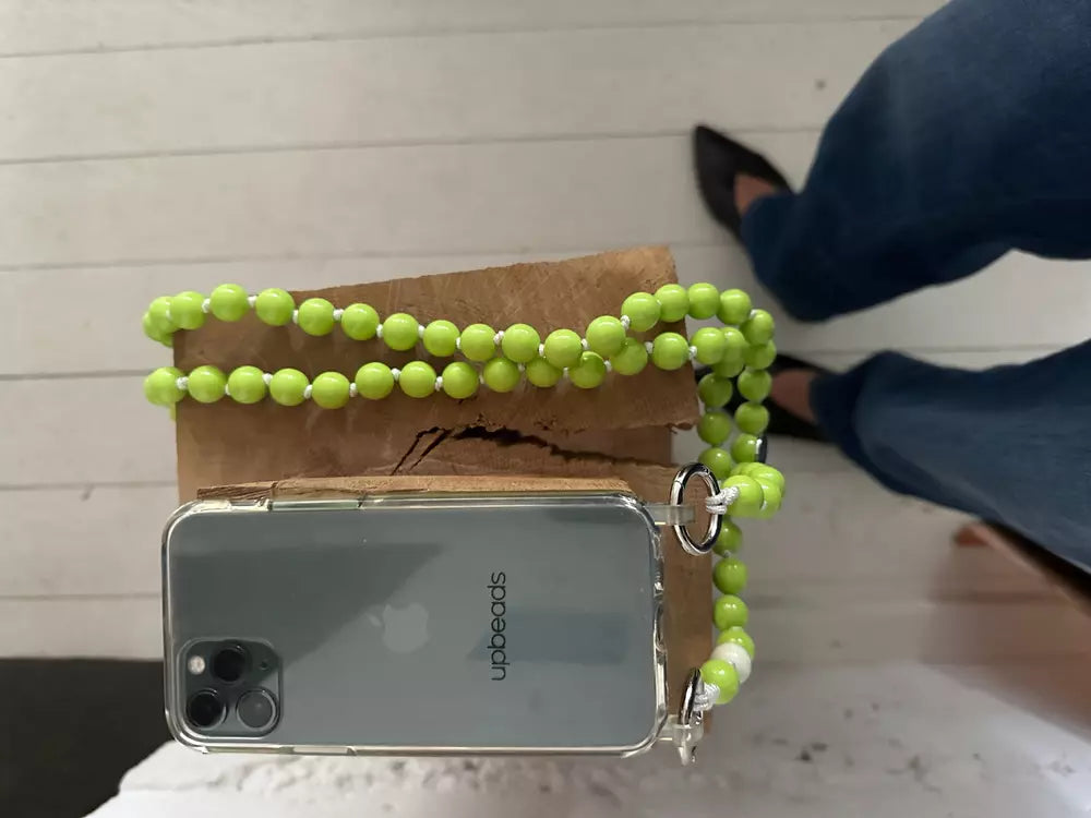 LIME cell phone chain CROSSBODY UPBEADS 