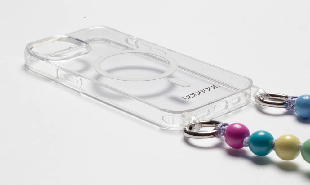 Colorful Beads Strap Hang Phone Charm Clear Cases For iPhone 13 12